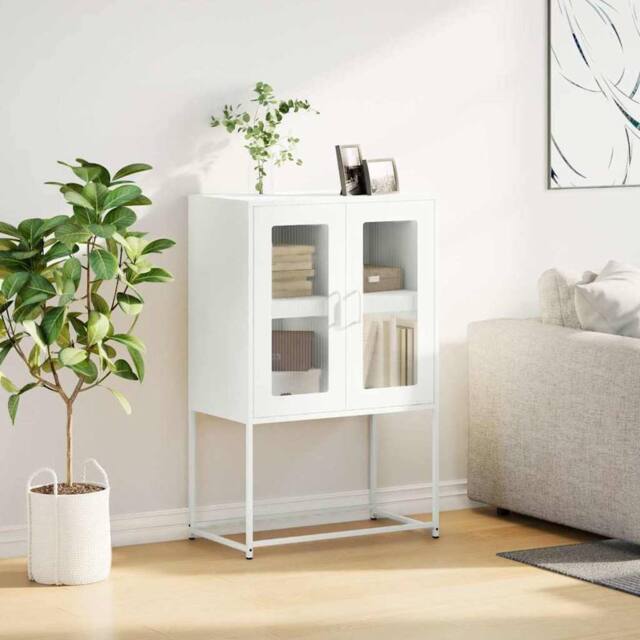 Berkfield Home Highboard White 68x39x107 cm Steel - Size: 68 x 39 x 107 cm - image 1
