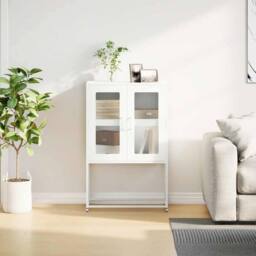 Berkfield Home Highboard White 68x39x107 cm Steel - Size: 68 x 39 x 107 cm - thumbnail 4