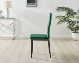 FurnitureboxUK Carson White Marble Effect Dining Table & 4 Velvet Milan Black Leg Chairs in Green - thumbnail 5