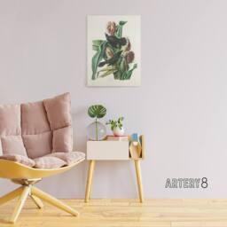 "Artery8 Purple Grackle Crow Blackbird Audubon Nature Canvas Wall Art in White - Size: W24"" x H32""" - thumbnail 3