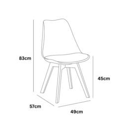 KOSY KOALA Modern Dining Set with 4 Cream Plastic Chairs with Faux Leather Seats in Brown - thumbnail 9