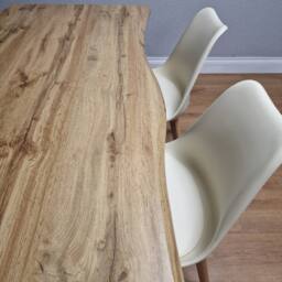 KOSY KOALA Modern Dining Set with 4 Cream Plastic Chairs with Faux Leather Seats in Brown - thumbnail 8