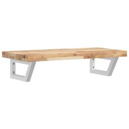 Berkfield Home Basin Shelf Wall Mounted Steel & Solid Wood Acacia in Brown - thumbnail 2