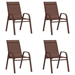 Berkfield Home Stackable Garden Chairs 4 pcs Brown Textilene Fabric