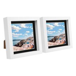 "6x6"" White 3D Box Photo Frames 4x4"" - x2"