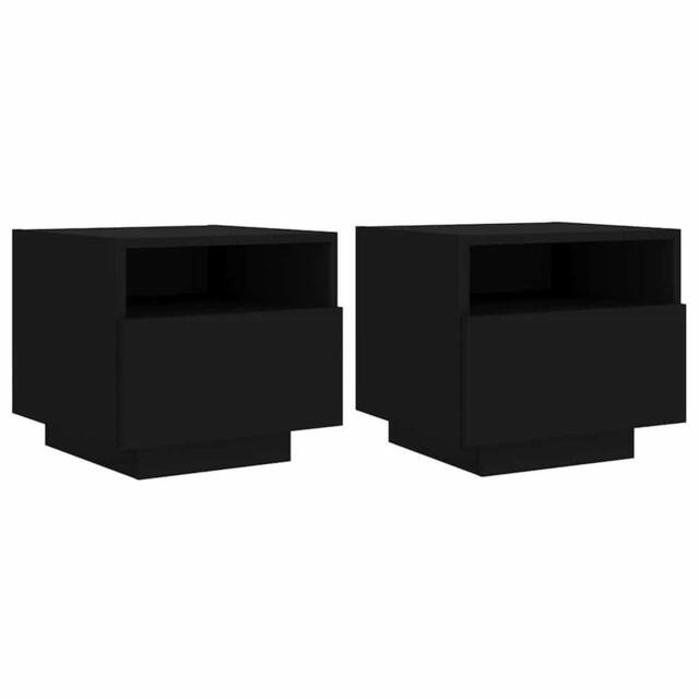 Berkfield Home Bedside Cabinets with LED Lights 2 pcs Black 40x39x37 cm - Size: 40 x 39 x 37 cm - image 1