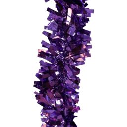 Neel Blue Christmas Shiny Metallic Chunky Tinsel Garland, 6.5ft in Purple