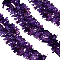 Neel Blue Christmas Shiny Metallic Chunky Tinsel Garland, 6.5ft in Purple - thumbnail 8