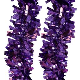 Neel Blue Christmas Shiny Metallic Chunky Tinsel Garland, 6.5ft in Purple - thumbnail 7