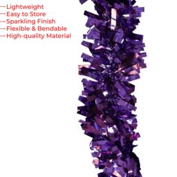 Neel Blue Christmas Shiny Metallic Chunky Tinsel Garland, 6.5ft in Purple - thumbnail 6