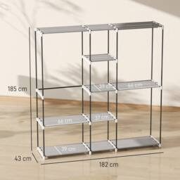 KORVIXA Light Grey Clothes Wardrobe with 8 Shelves - Size: 900mm - thumbnail 2