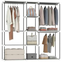 KORVIXA Light Grey Clothes Wardrobe with 8 Shelves - Size: 900mm - thumbnail 1