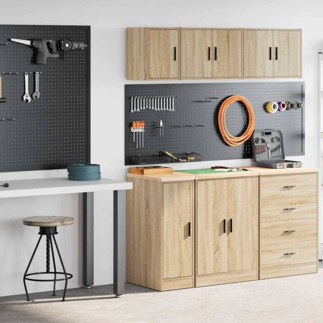 Berkfield Home Garage Cabinets 2 pcs Sonoma Oak Engineered Wood in Brown - image 1