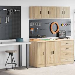 Berkfield Home Garage Cabinets 2 pcs Sonoma Oak Engineered Wood in Brown - thumbnail 1