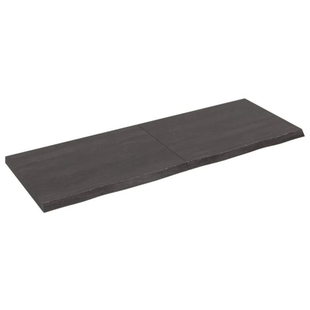 Berkfield Home Wall Shelf Dark Grey 140x50x(2-4) cm Treated Solid Wood Oak in Brown - image 1