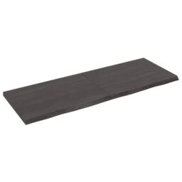 Berkfield Home Wall Shelf Dark Grey 140x50x(2-4) cm Treated Solid Wood Oak in Brown - thumbnail 1