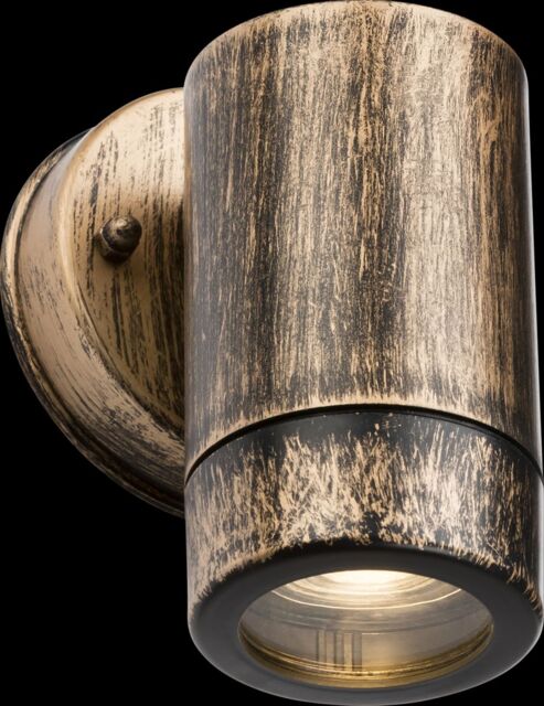 Netlighting Knightsbridge EAMON 230V IP54 GU10 Polycarbonate Single Wall light Brushed Brass EA1BB in Yellow - image 1