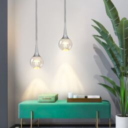 Garwarm Chrome Crystal Jellyfish LED Pendant Light with Metal Rod in Silver - thumbnail 2