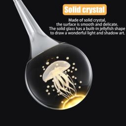 Garwarm Chrome Crystal Jellyfish LED Pendant Light with Metal Rod in Silver - thumbnail 4