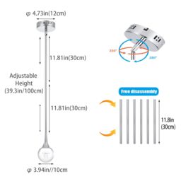 Garwarm Chrome Crystal Jellyfish LED Pendant Light with Metal Rod in Silver - thumbnail 6