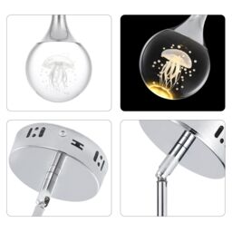 Garwarm Chrome Crystal Jellyfish LED Pendant Light with Metal Rod in Silver - thumbnail 5