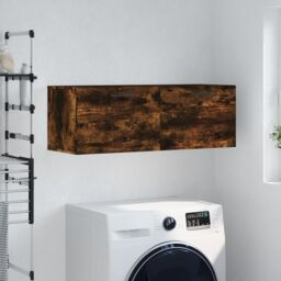 Berkfield Home Wall Cabinet Smoked Oak 100x36.5x35 cm Engineered Wood in Brown - thumbnail 1