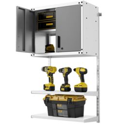 Gymax Metal Wall Cabinet Garage Hanging Tool Cabinet With Adjustable Shelves in Grey - thumbnail 1