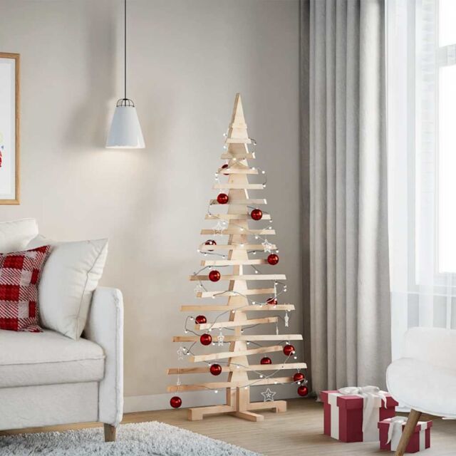 Berkfield Home Wooden Christmas Tree for Decoration 150 cm Solid Wood Pine in Brown - image 1