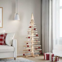 Berkfield Home Wooden Christmas Tree for Decoration 150 cm Solid Wood Pine in Brown - thumbnail 1
