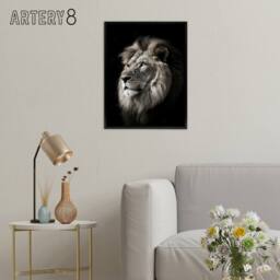 "Artery8 Strong Majestic Lion Head Photo Framed Canvas Wall Art Print in Black - Size: W12"" x H16""" - thumbnail 3