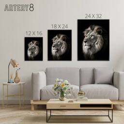 "Artery8 Strong Majestic Lion Head Photo Framed Canvas Wall Art Print in Black - Size: W12"" x H16""" - thumbnail 4