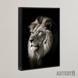 "Artery8 Strong Majestic Lion Head Photo Framed Canvas Wall Art Print in Black - Size: W12"" x H16""" - thumbnail 2
