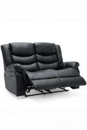 More4Homes Seattle Manual Recliner Bonded Leather 1+2 Seater Sofa Set in Black - thumbnail 3