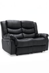 More4Homes Seattle Manual Recliner Bonded Leather 1+2 Seater Sofa Set in Black - thumbnail 2