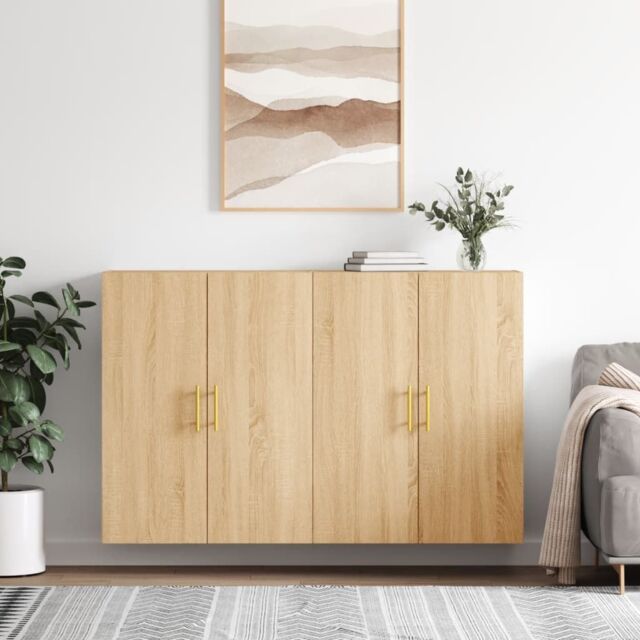 Berkfield Home Wall Mounted Cabinets 2 pcs Sonoma Oak 69.5x34x90 cm in Brown - image 1