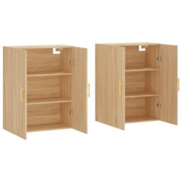 Berkfield Home Wall Mounted Cabinets 2 pcs Sonoma Oak 69.5x34x90 cm in Brown - thumbnail 4