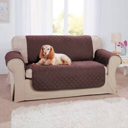 Coopers of Stortford Quilted 3 Seater Sofa Cover Reversible, Machine Washable 279 x 190.5cm in Brown - Size: 279 x 190.5 cm