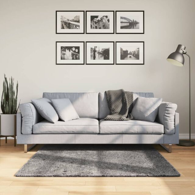 Berkfield Home Rug Short Pile Soft & Washable Anthracite 120x120 cm in Black - Size: 100 cm diameter - image 1