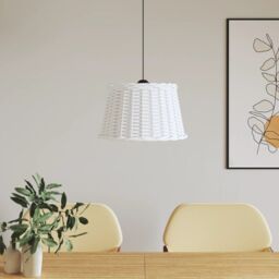 Berkfield Home Ceiling Lamp Shade White √ò45x28 cm Wicker - Size: 45x28 cm