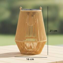 OUTSUNNY Rattan Hanging Solar Lights Outdoor Garden Lantern Set of 2, Brown - thumbnail 3