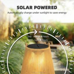 OUTSUNNY Rattan Hanging Solar Lights Outdoor Garden Lantern Set of 2, Brown - thumbnail 4