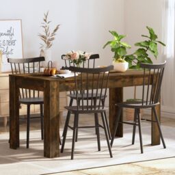 Berkfield Home Dining Table Smoked Oak 140x74.5x76 cm Engineered Wood in Brown - thumbnail 1