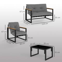 OUTSUNNY Garden Furniture Set 4 Seater Indoor Outdoor Conservatory in Light Grey - thumbnail 3