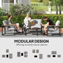 OUTSUNNY Garden Furniture Set 4 Seater Indoor Outdoor Conservatory in Light Grey - thumbnail 4