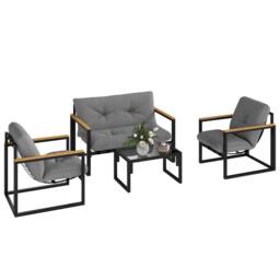 OUTSUNNY Garden Furniture Set 4 Seater Indoor Outdoor Conservatory in Light Grey - thumbnail 2