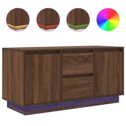 Berkfield Home TV Cabinet with LED Lights Brown Oak 100x41x50 cm - Size: 100 x 41 x 50 cm - thumbnail 1