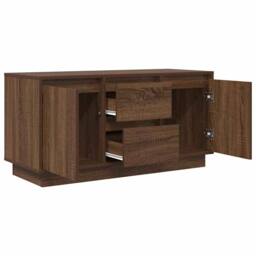 Berkfield Home TV Cabinet with LED Lights Brown Oak 100x41x50 cm - Size: 100 x 41 x 50 cm - thumbnail 6