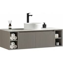 Bathroom Kingdom Flauto Soft Coffee Wall Hung Vanity Drawer Basin 1200mm in Grey - thumbnail 1