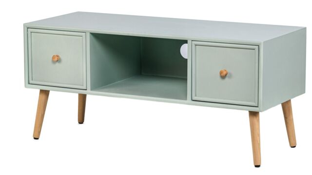 Nordlys Scandinavian Solid Wood TV Stand with 2 Drawers in Green - image 1