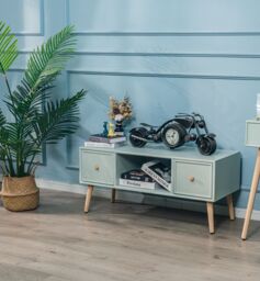 Nordlys Scandinavian Solid Wood TV Stand with 2 Drawers in Green - thumbnail 3